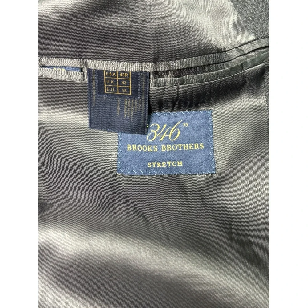 Brooks Brothers 346 Men's NAVY color Wool‎ Blend Suit Blazer Jacket 43R Stretch